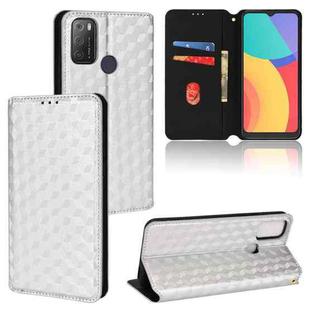 For TCL 20E / TCL 20Y Cubic Grid Texture Flip Leather Phone Case(Silver)