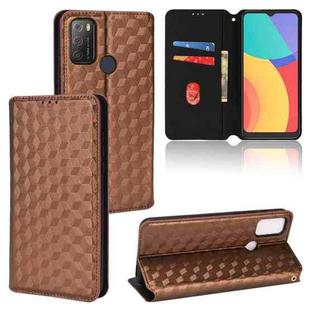 For TCL 20E / TCL 20Y Cubic Grid Texture Flip Leather Phone Case(Brown)