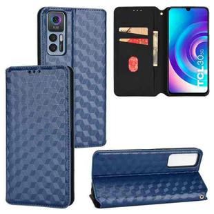 For TCL 30 4G / 5G / TCL 30+ 5G Cubic Grid Texture Flip Leather Phone Case(Blue)