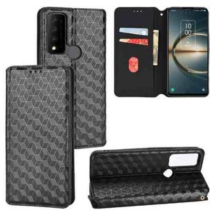 For TCL 30 XE 5G / TCL 30 V 5G Cubic Grid Texture Flip Leather Phone Case(Black)