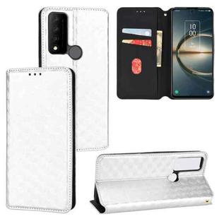 For TCL 30 XE 5G / TCL 30 V 5G Cubic Grid Texture Flip Leather Phone Case(Silver)