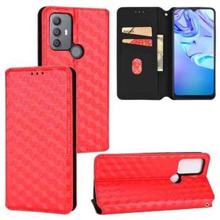For TCL 30E / 30 SE / 305 / 306 Cubic Grid Texture Flip Leather Phone Case(Red)