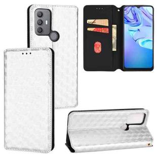 For TCL 30E / 30 SE / 305 / 306 Cubic Grid Texture Flip Leather Phone Case(Silver)