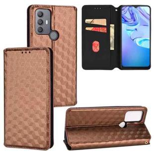 For TCL 30E / 30 SE / 305 / 306 Cubic Grid Texture Flip Leather Phone Case(Brown)
