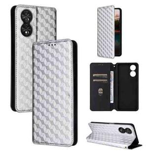 For TCL 40 NxtPaper 4G Cubic Grid Texture Flip Leather Phone Case(Silver)