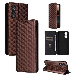 For TCL 40 NxtPaper 4G Cubic Grid Texture Flip Leather Phone Case(Brown)