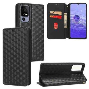 For TCL 40 R 5G Cubic Grid Texture Flip Leather Phone Case(Black)
