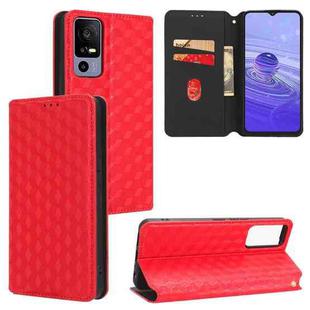For TCL 40 R 5G Cubic Grid Texture Flip Leather Phone Case(Red)