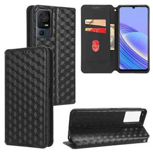 For TCL 40 SE Cubic Grid Texture Flip Leather Phone Case(Black)