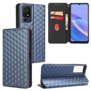For TCL 40 SE Cubic Grid Texture Flip Leather Phone Case(Blue)