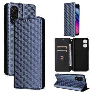 For TCL 50 5G Cubic Grid Texture Flip Leather Phone Case(Blue)