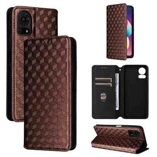 For TCL 50 LE / K23 / K24 Cubic Grid Texture Flip Leather Phone Case(Brown)