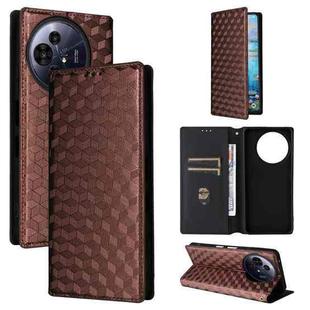 For TCL 50 NxtPaper / 50 Pro NxtPaper Cubic Grid Texture Flip Leather Phone Case(Brown)