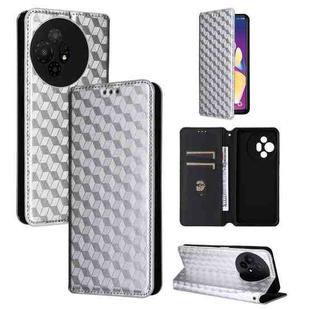 For TCL 50 XL 5G Cubic Grid Texture Flip Leather Phone Case(Silver)
