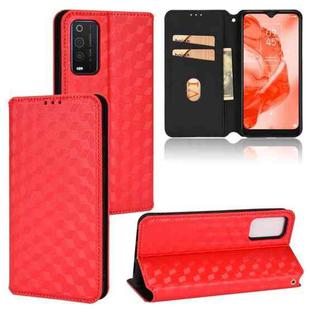 For TCL 205 Cubic Grid Texture Flip Leather Phone Case(Red)