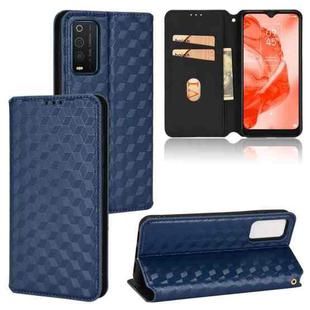 For TCL 205 Cubic Grid Texture Flip Leather Phone Case(Blue)