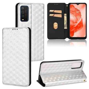 For TCL 205 Cubic Grid Texture Flip Leather Phone Case(Silver)