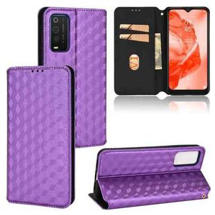 For TCL 205 Cubic Grid Texture Flip Leather Phone Case(Purple)