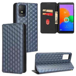 For TCL 403 Cubic Grid Texture Flip Leather Phone Case(Blue)