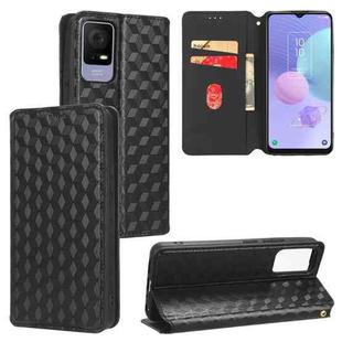 For TCL 405 / TCL 406 Cubic Grid Texture Flip Leather Phone Case(Black)