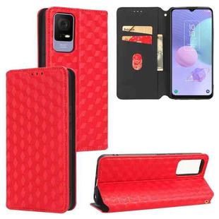 For TCL 405 / TCL 406 Cubic Grid Texture Flip Leather Phone Case(Red)