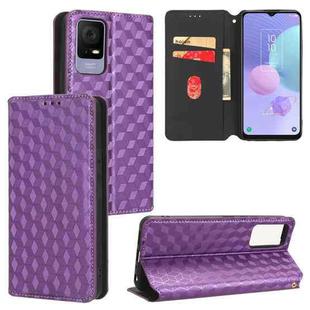 For TCL 405 / TCL 406 Cubic Grid Texture Flip Leather Phone Case(Purple)