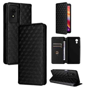 For TCL 501 Cubic Grid Texture Flip Leather Phone Case(Black)