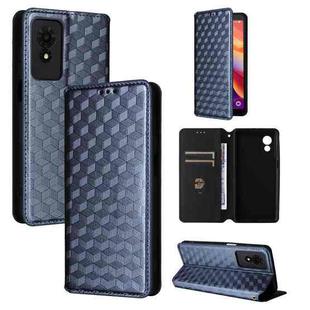 For TCL 501 Cubic Grid Texture Flip Leather Phone Case(Blue)