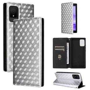 For TCL 502 Cubic Grid Texture Flip Leather Phone Case(Silver)