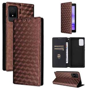 For TCL 502 Cubic Grid Texture Flip Leather Phone Case(Brown)