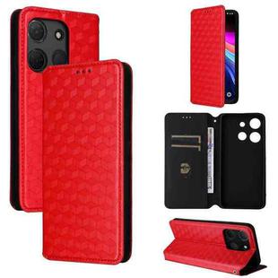 For TCL 503 Cubic Grid Texture Flip Leather Phone Case(Red)