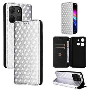 For TCL 503 Cubic Grid Texture Flip Leather Phone Case(Silver)