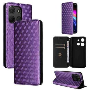 For TCL 503 Cubic Grid Texture Flip Leather Phone Case(Purple)