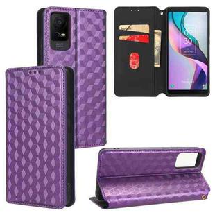 For TCL Ion X Cubic Grid Texture Flip Leather Phone Case(Purple)
