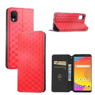 For TCL Ion Z Cubic Grid Texture Flip Leather Phone Case(Red)