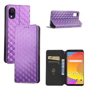 For TCL Ion Z Cubic Grid Texture Flip Leather Phone Case(Purple)