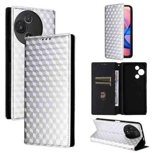 For TCL 60 5G / TCL 60R 5G Cubic Grid Texture Flip Leather Phone Case(Silver)