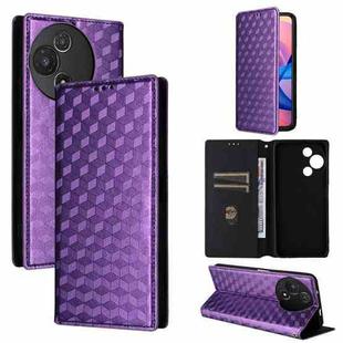 For TCL 60 5G / TCL 60R 5G Cubic Grid Texture Flip Leather Phone Case(Purple)