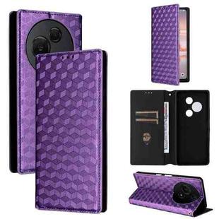 For TCL 60 NxtPaper Cubic Grid Texture Flip Leather Phone Case(Purple)