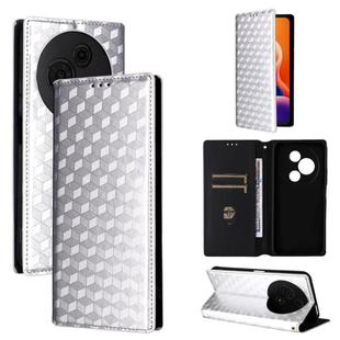 For TCL 605 / 60 SE Cubic Grid Texture Flip Leather Phone Case(Silver)