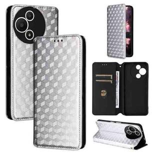 For TCL 60 SE NxtPaper 5G Cubic Grid Texture Flip Leather Phone Case(Silver)