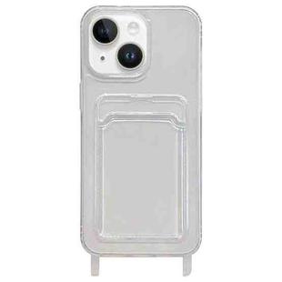 For iPhone 15 Transparent Card Slot TPU Phone Case with Lanyard Hole