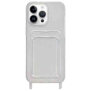 For iPhone 14 Pro Transparent Card Slot TPU Phone Case with Lanyard Hole