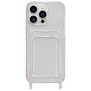 For iPhone 13 Pro Max Transparent Card Slot TPU Phone Case with Lanyard Hole