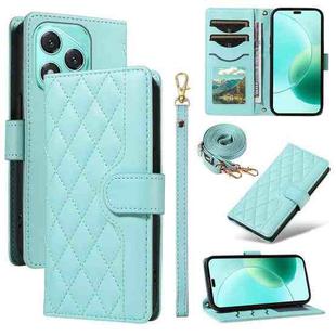 For Honor 400 Lite Three Card Slot Diamond Grid  Leather Phone Case with Long / Short Straps(Green)