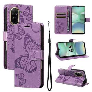 For Redmi A5 4G 173.3mm 3D Butterfly Embossed Pattern Flip Leather Phone Case(Purple)