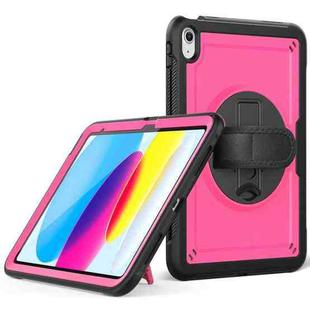 For iPad 2025 / 2022 Honeycomb Hand Grip Turntable Stand Tablet Case(Rose Red)