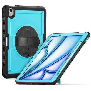 For iPad Air 11 2025 / 2024 Honeycomb Hand Grip Turntable Stand Tablet Case(Light Blue)