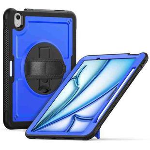 For iPad Air 11 2025 / 2024 Honeycomb Hand Grip Turntable Stand Tablet Case(Dark Blue)