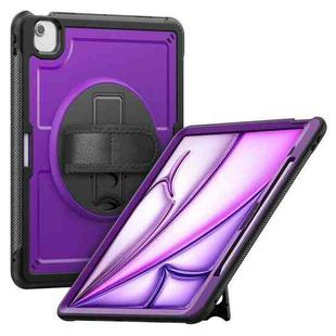 For iPad Air 13 2025 / 2024 Honeycomb Hand Grip Turntable Stand Tablet Case(Purple)